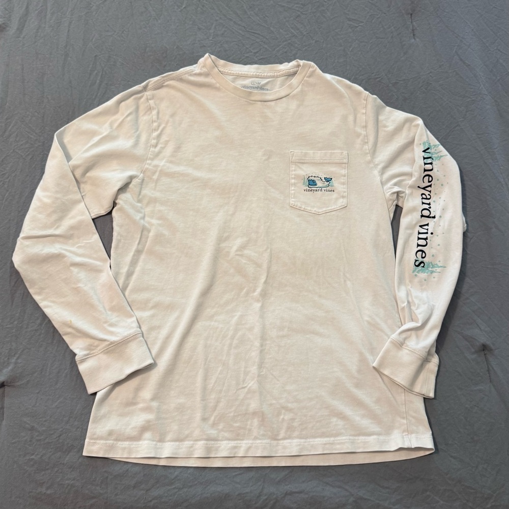 Vineyard Vines Long Sleeve Pocket T-Shirt Youth Large Whale Yeti  100% Cotton‎